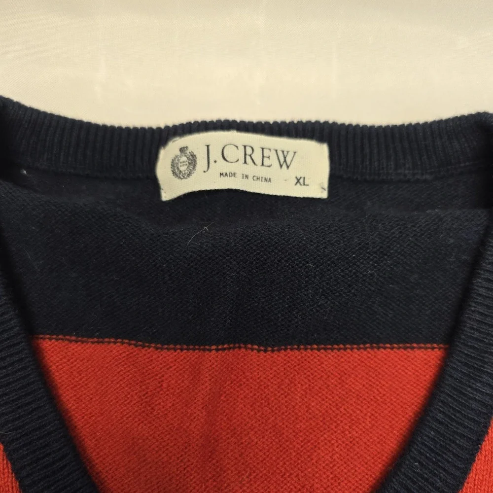 J Crew Cashmere Blend Sweater XL  Men Striped V‎ Neck